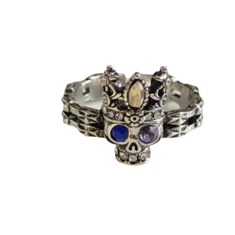 COD Cincin Retro Pria Cincin Vintage Cincin Pria Punk Cincin Zirkon Tembaga Berlian-Cl