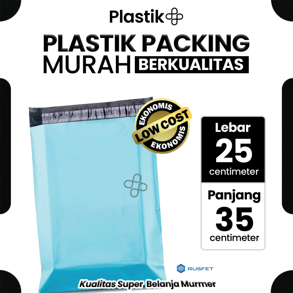

Amplop Plastik Polymailer Baby Blue Biru 25 x 35cm Low Cost Plastic Packing Polos Shop Rusfet Murah