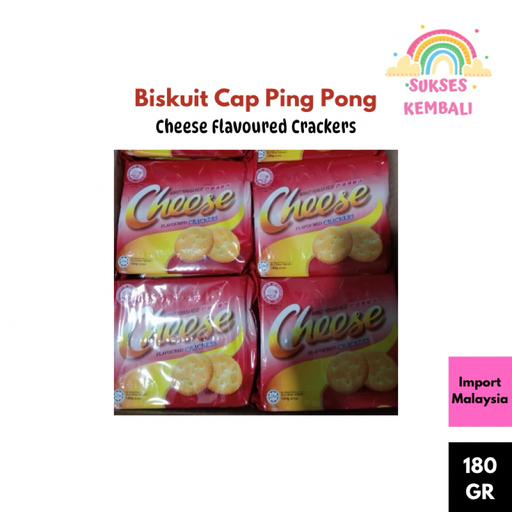 

Biskuit Cap Ping Pong, Biskuit Rasa Keju / Cheese Flavoured Crackers 180 GR (Expiry 8 April 2026)