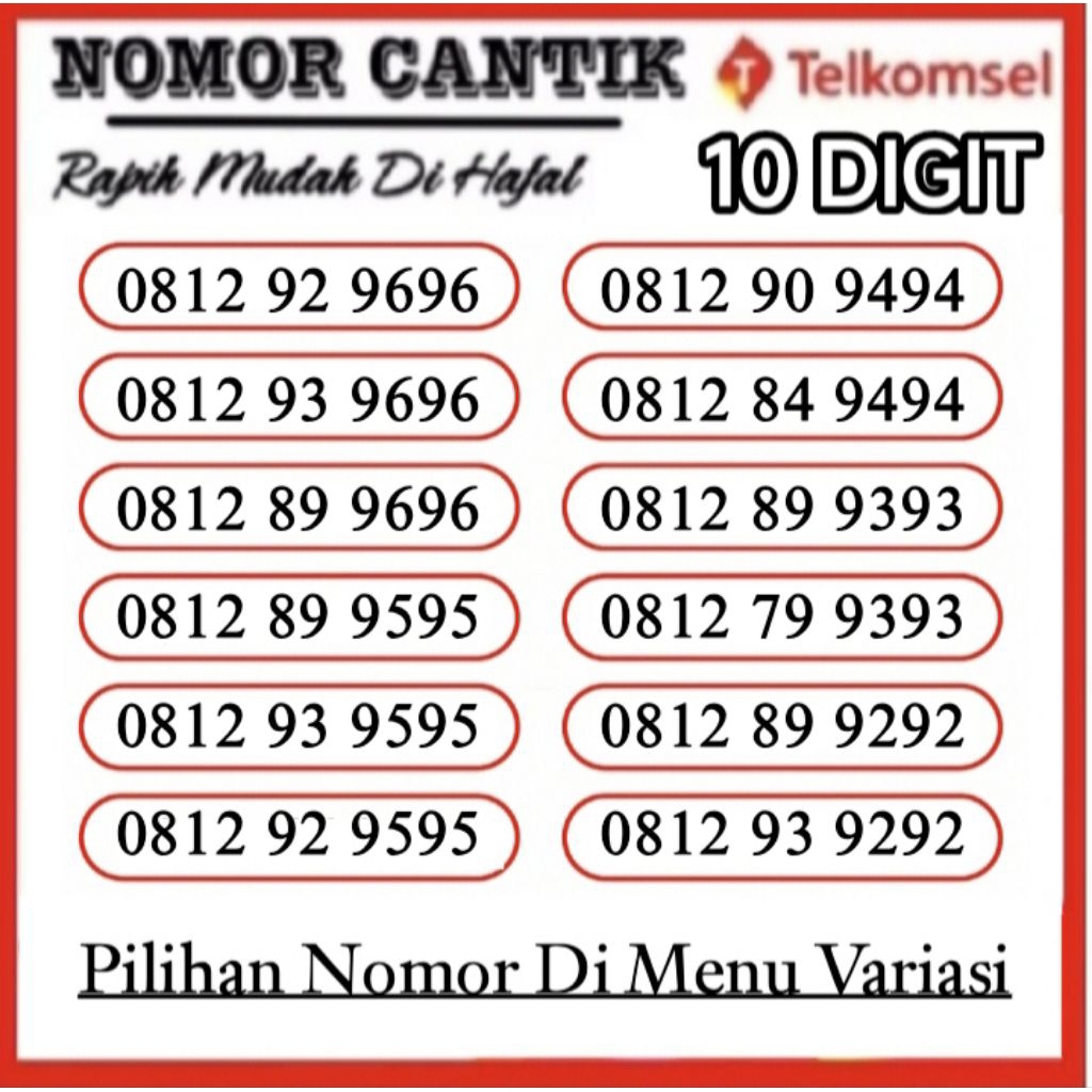 NOMOR CANTIK TELKOMSEL 10 DIGIT ABAB 9x9x FREE KUOTA DATA 260GB SELAMA 1 TAHUN