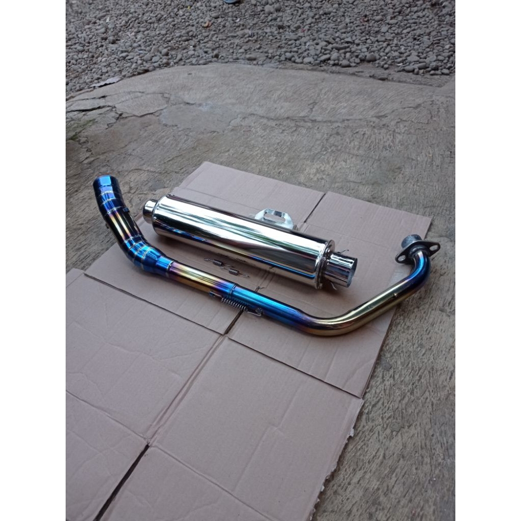 knalpot CKD satria fu bobokan suara bass adem inlet 50mm PNP Vixion, satria fu, CB150R,Sonic, Verza,