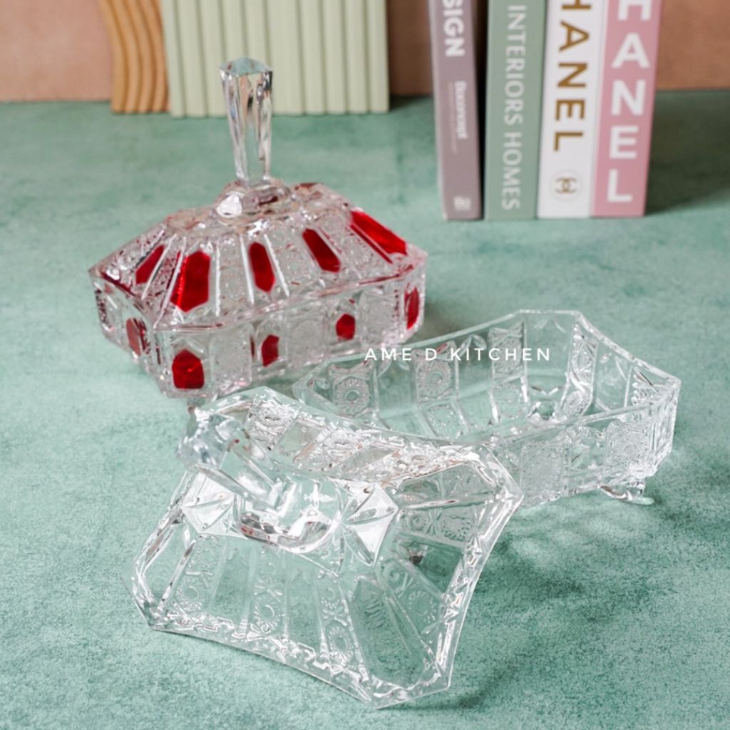 SALE Toples bijian kristal segi panjang kaca 2 warna