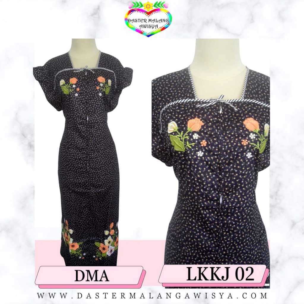 LKKJ 02-  Longdress Lengan Kecipir Bordir Malang Awisya Katun Jepang