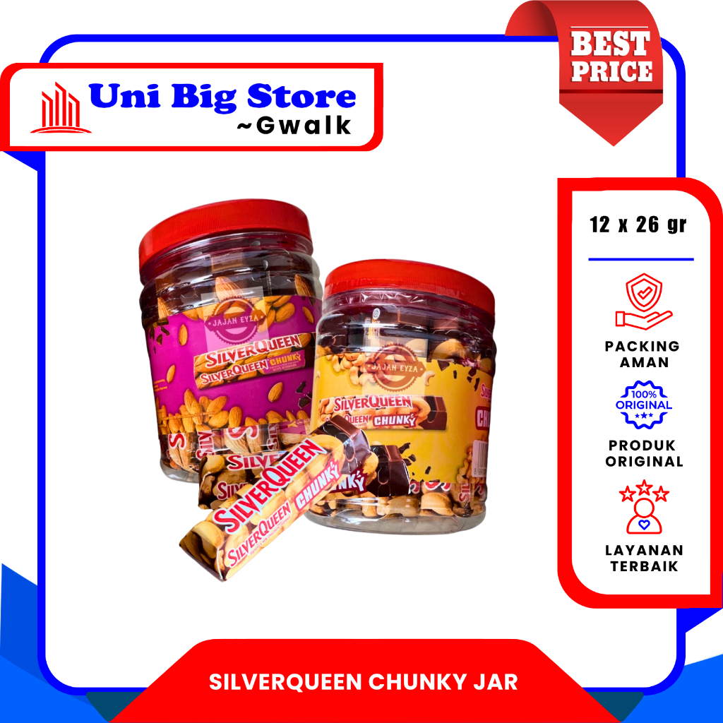 

SILVEQUEEN SILVER QUEEN COKELAT ALMOND - CASHEW JAR TOPLES - 12 pcs x 26 gr