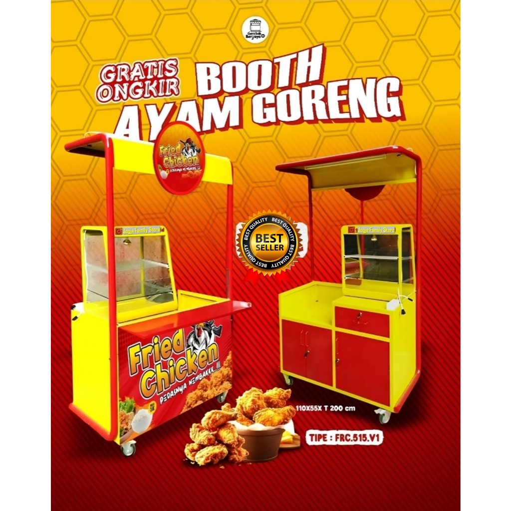 Rombong gerobak jualan dorong sorong portable custom kekinian untuk makanan minuman