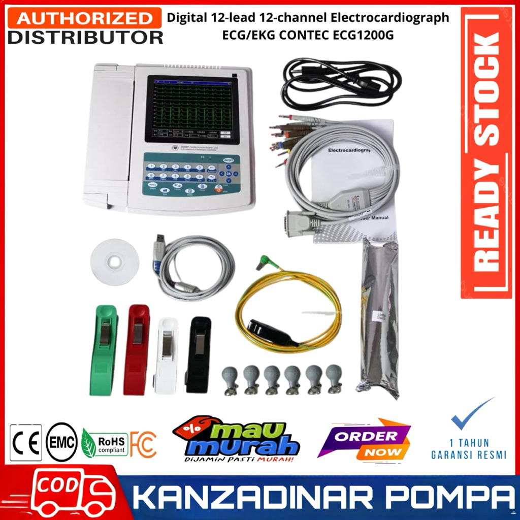 Digital 12-lead 12-channel Electrocardiograph ECG/EKG CONTEC ECG1200G
