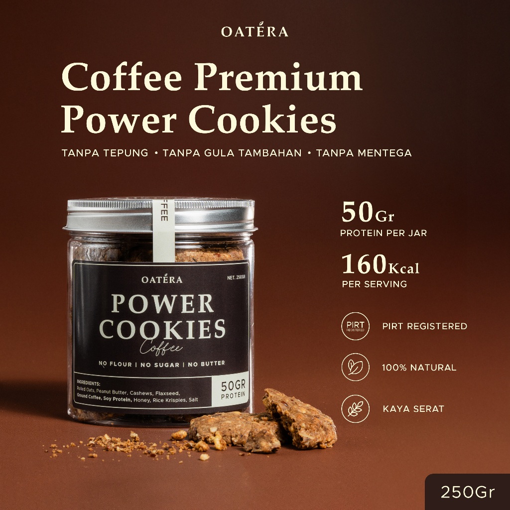 

Premium Oatmeal Power Cookies - Coffee 250gr - Oatera High Protein Diet Cookies