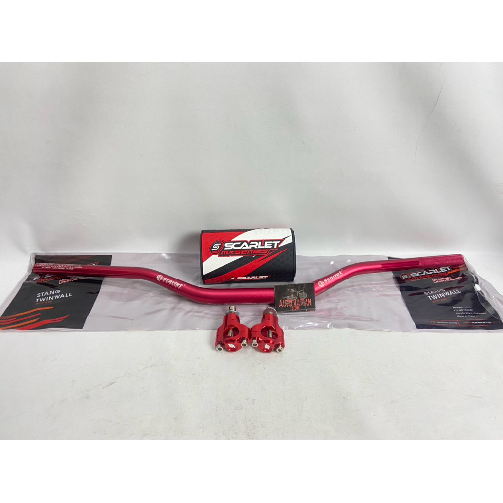 Stang fatbar SCARLET low 5,8mm plus busa dan raisel Cnc trail motocross supermoto trabas klx crf wr 