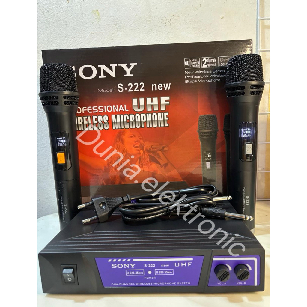 Mic wireless SONY S222 UHF LAYAR DISPLAY microphone double wireless