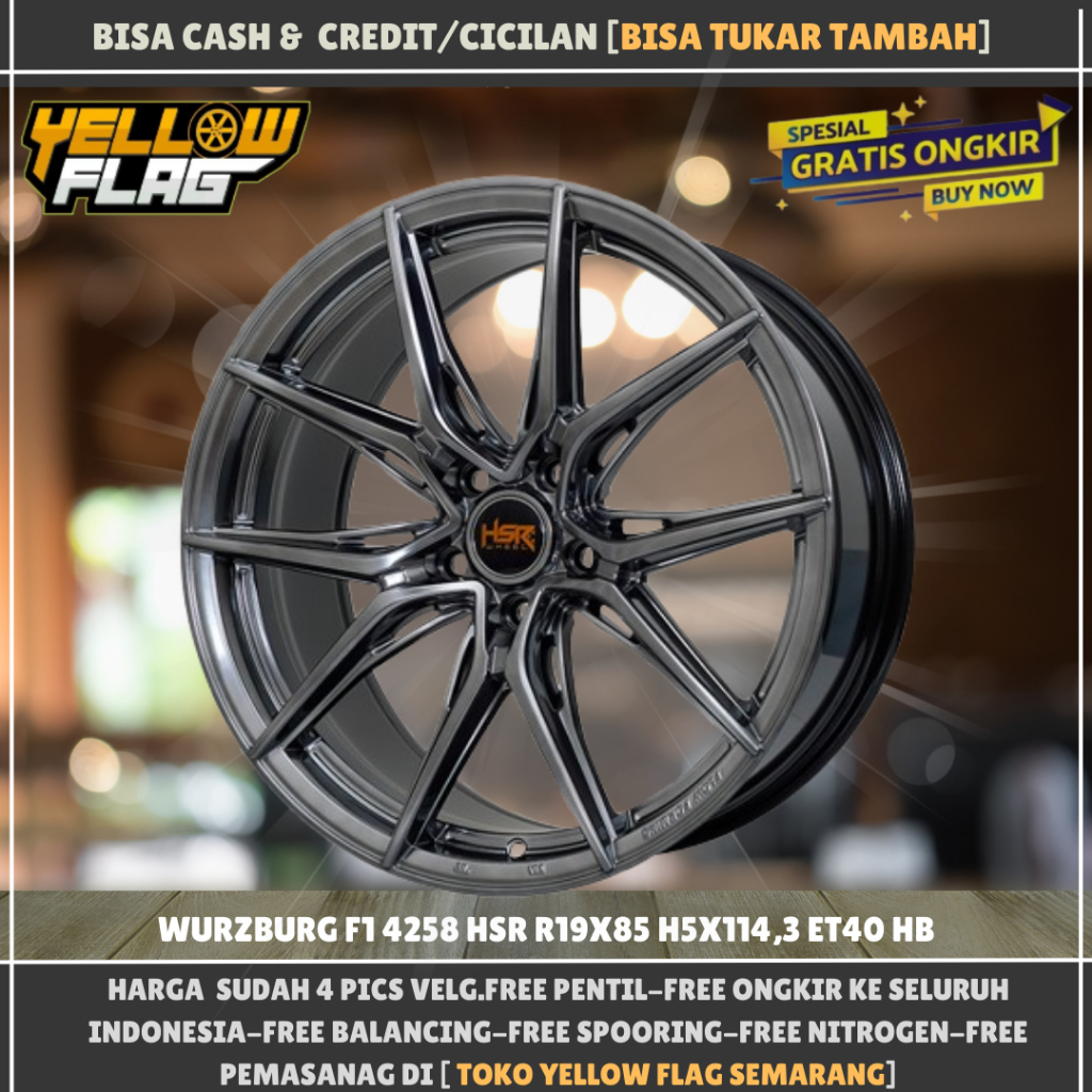 VELG MOBIL LEXSUS CRV PALISADE RING 19 HSR WURZBURG 5X114,3 ET40 LEBAR 8.5 R19 HYPER BLACK