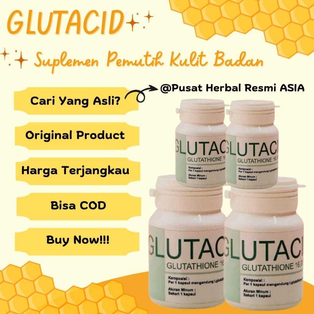 ‼️READY‼️Glutacid 16000 Mg Glutathione Original - Suplemen Pemutih Badan - Memutihkan Kulit