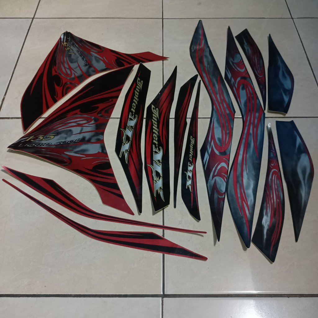 stiker striping yamaha jupiter mx new 135 2011 merah lis body standar berkualitas original