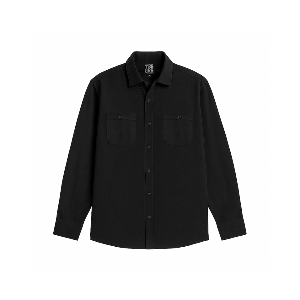 TRIGGERS Kemeja Flanel Polos Lengan Panjang Kemeja Pria Blue Black