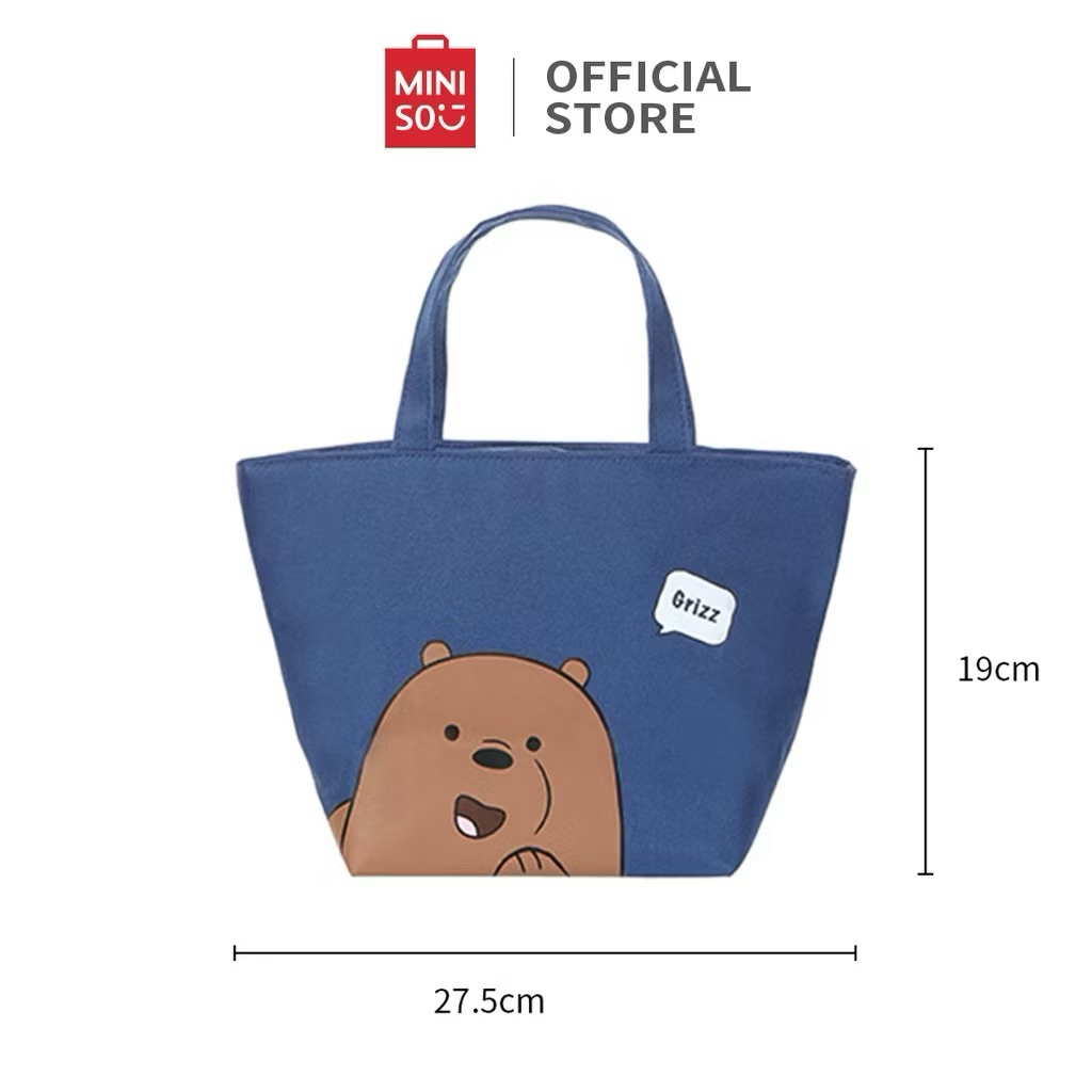 Tas Bekal MINISO We Bare Bears Lunch Bag Panda Tempat Kotak Makan Ice Bear Tas Kotak Makan Grizzly