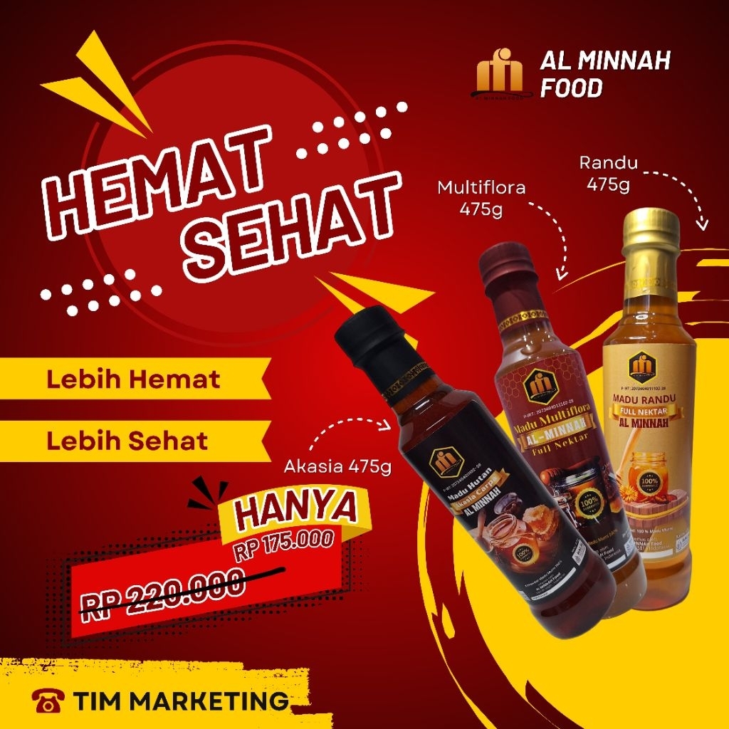 

Madu_Murni_Asli_Original AL MINNAH - PAKET HEMAT SEHAT 3 BOTOL - 100% Murni Tanpa Campuran - Khasiat Tinggi untuk Kesehatan