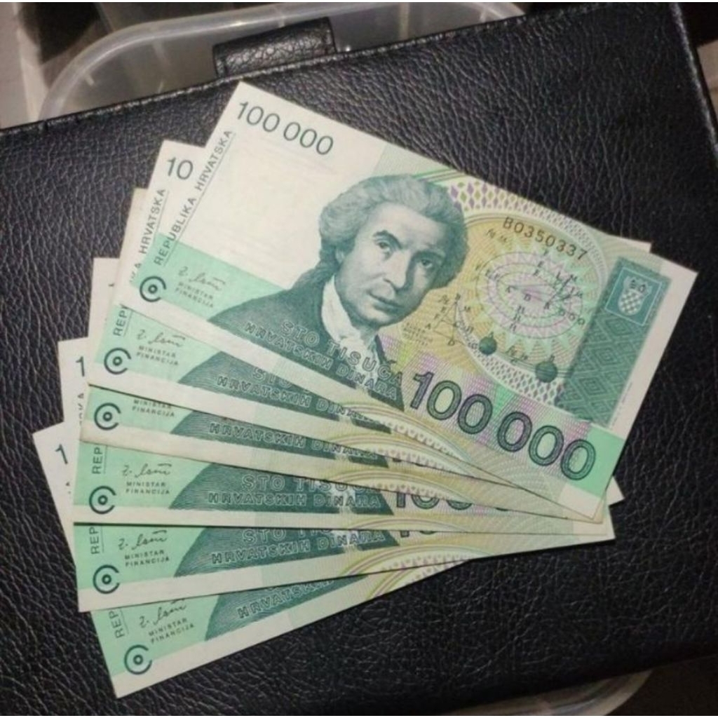 Uang kertas asing 100000 republika hrvatska kroasia