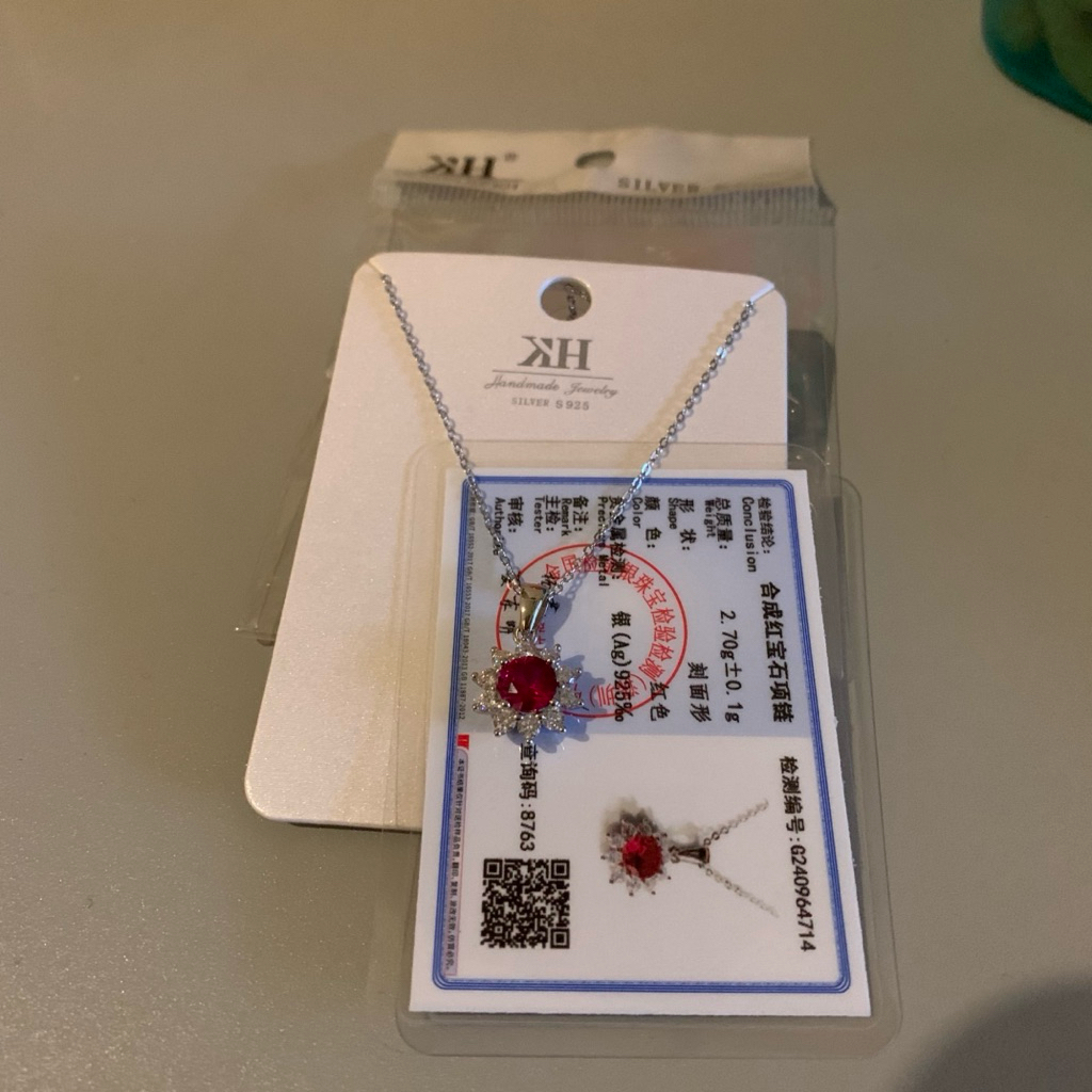 Kalung Ruby Silver 925 by HK - Kalung Silver 925 liontin Ruby - Moissanite Kalung Merah Batu Ruby