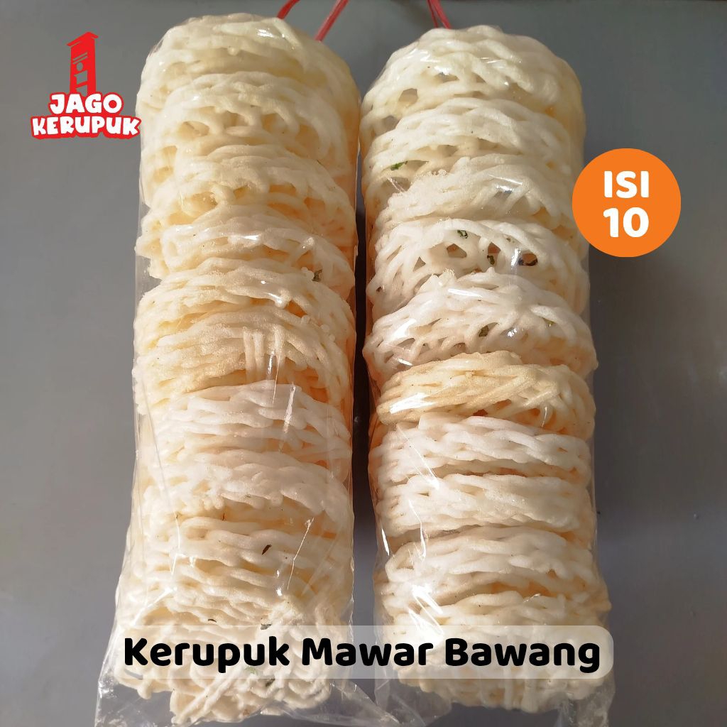 

Kerupuk Mawar Bawang Enak Gurih Kerupuk Keriting Putih Isi 10