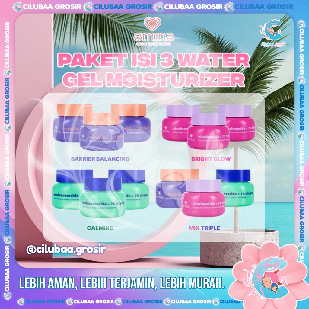 EMINA PAKET ISI 3 Water Gel Moisturizer 30g || Moisturizer Emina Water Gel || Mencerahkan & Menguran