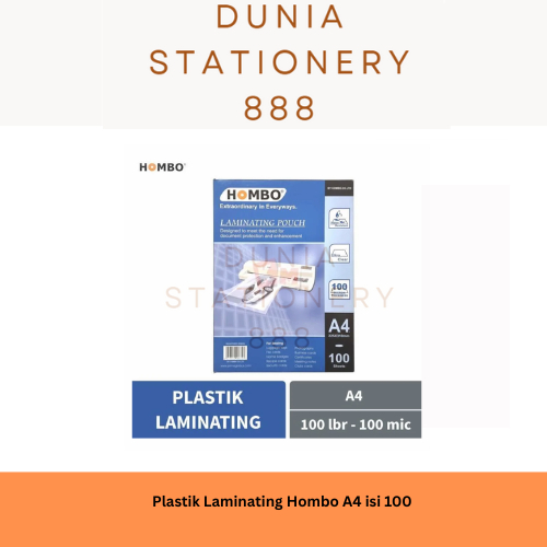 

PLASTIK LAMINATING FILM UKURAN A4 HOMBO 100 MIKRON ISI 100