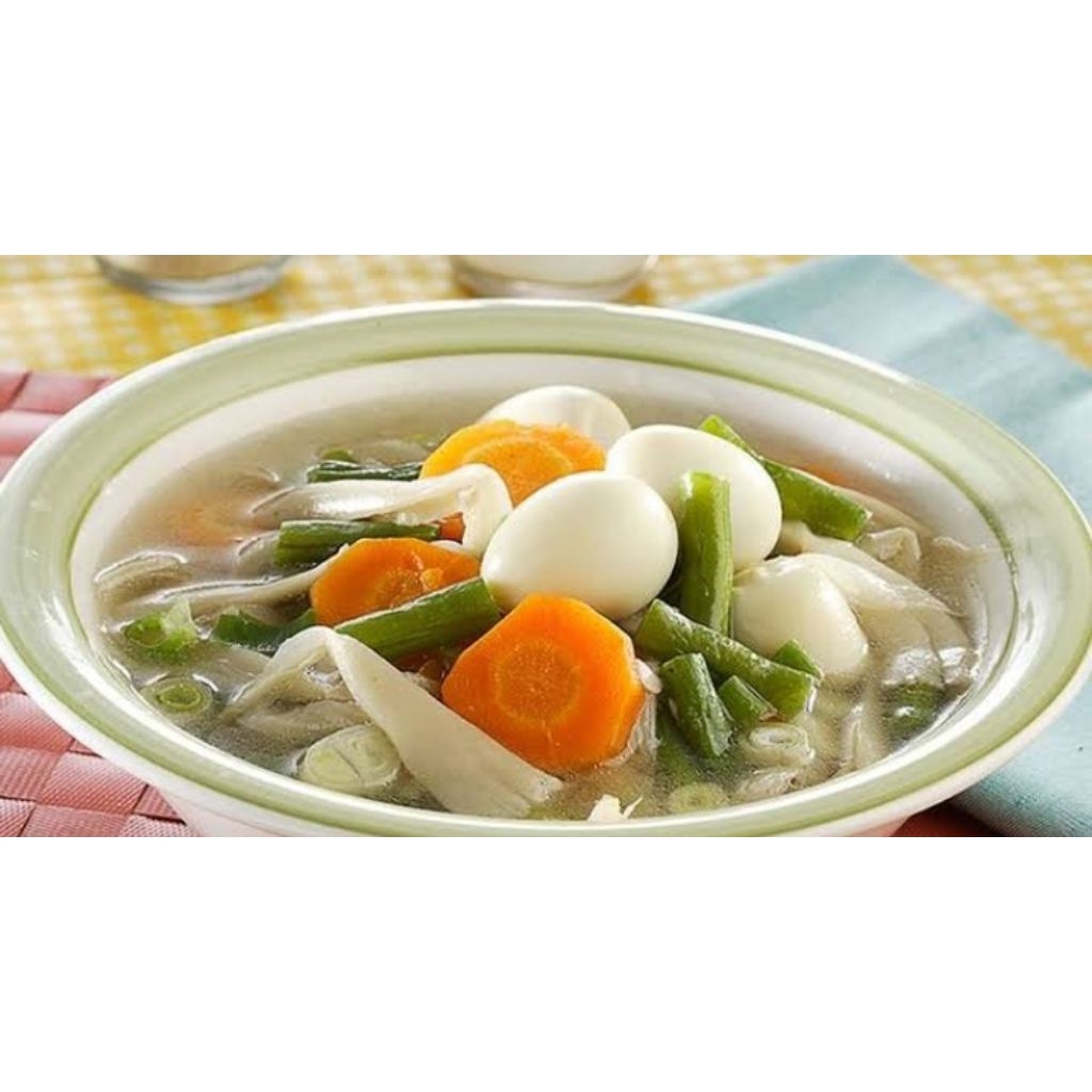 

Sayur Sop Baso Sapi Telur Puyuh Untuk Porsi 5 Orang Siap Makan.