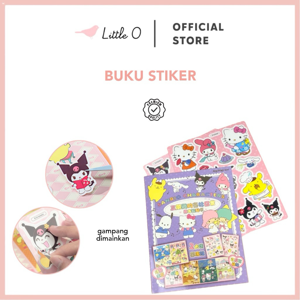 

LITTLE O REUSABLE SANRIO Sticker Book Set Sticker & Washitape Cute Stiker Lucu Scrapbook