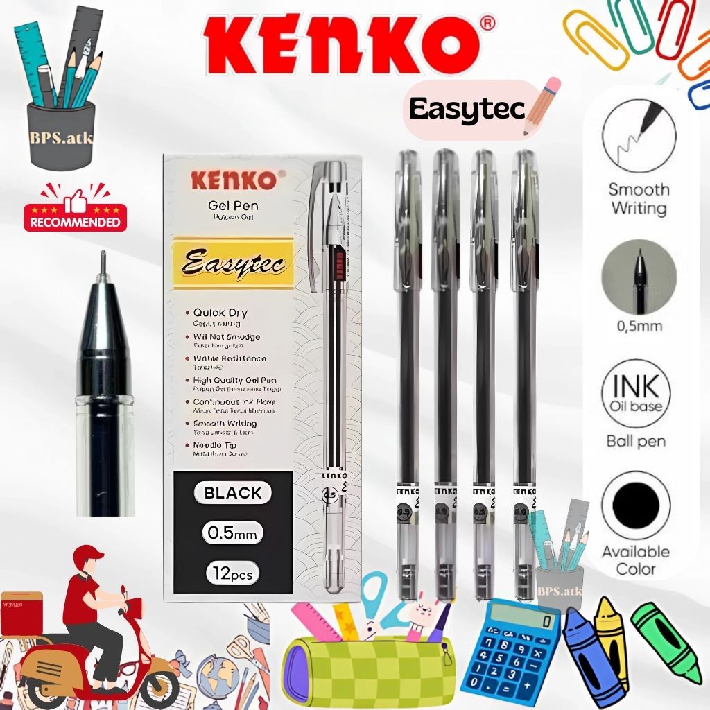 

(12 pcs) KENKO Pulpen Gel Easytec Pena Pen Ujung Jarum 0.5mm