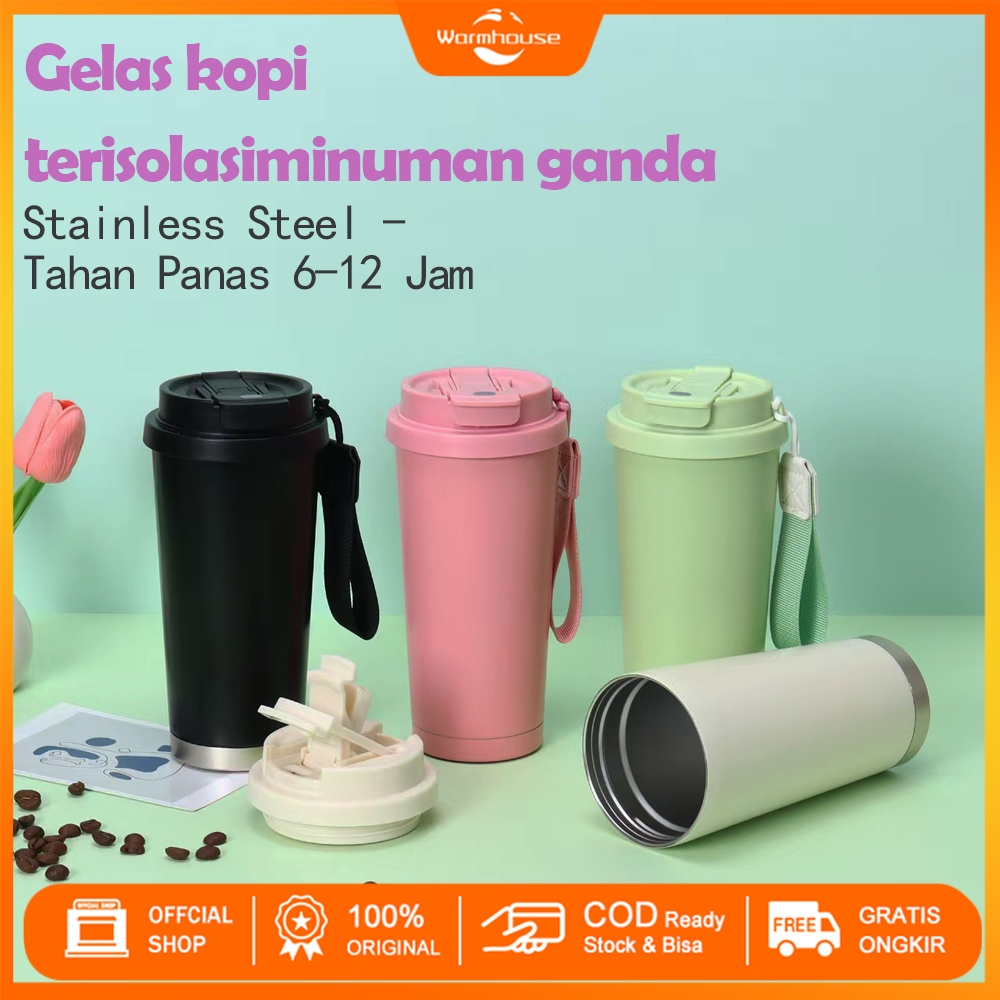 530ml Tumbler Kopi Kenangan Sedotan Keramik Liner Botol Minum Botol Stainless 316 Portable Tumbler A