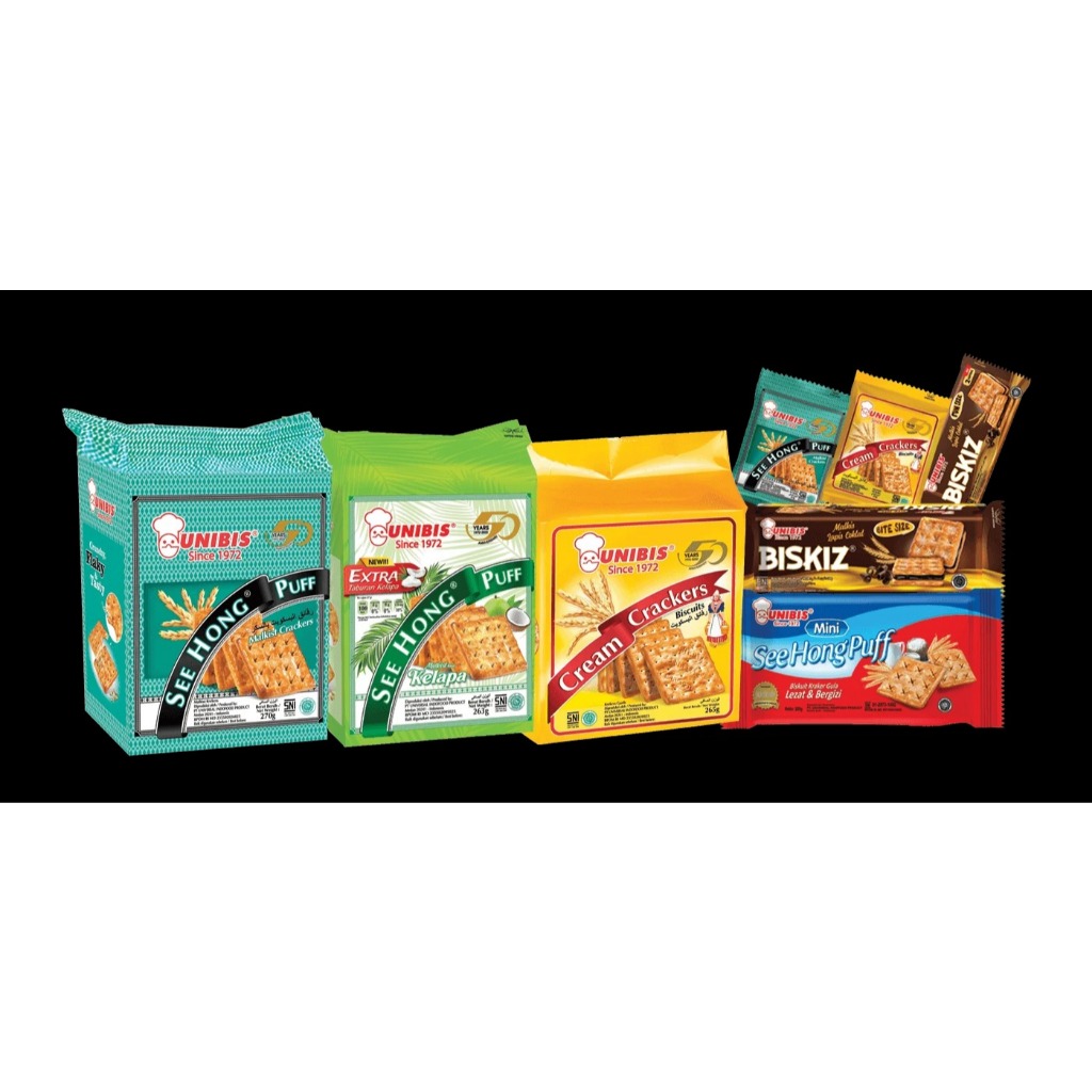 

Camilan Makanan Ringan Biscuit Unibis Varian Biskiz, Bon Bon, Chocolate Short Cake ( Coklat, Vanilla ), Cream, See Hong Puff ( Kelapa, Malkist ), Mega Ring Tartlet, Interbis Varian Choco Crackers, Coco Puff, Deon Selai ( Kacang, Coklat ), Peanut Biskuit