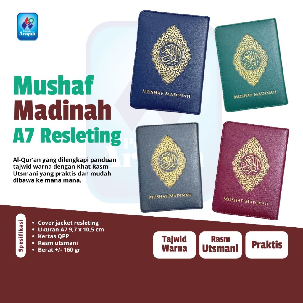 Al-Qur'an Hafalan Saku - Mushaf Madinah A7 Resleting Tajwid Warna Mushaf Kecil Rasm Utsmani