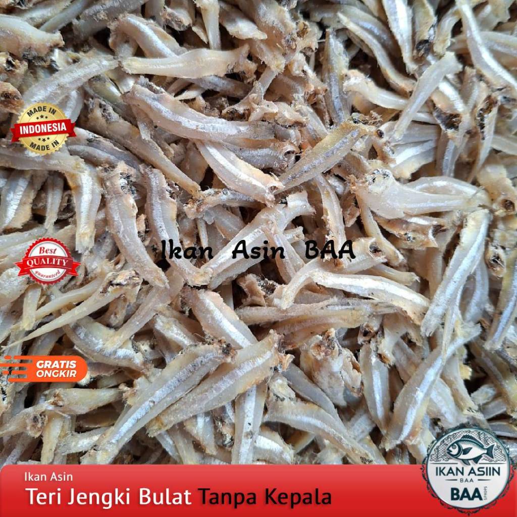 

Ikan Asin Teri Jengki Bulat ( Tanpa / Buang / Potong ) Kepala