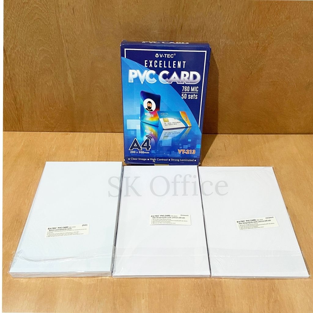 

READY STOK PVC CARD V-TEC VT-213 Ori Kertas A4 Untuk Bahan id Card PVC isi 50 lembar