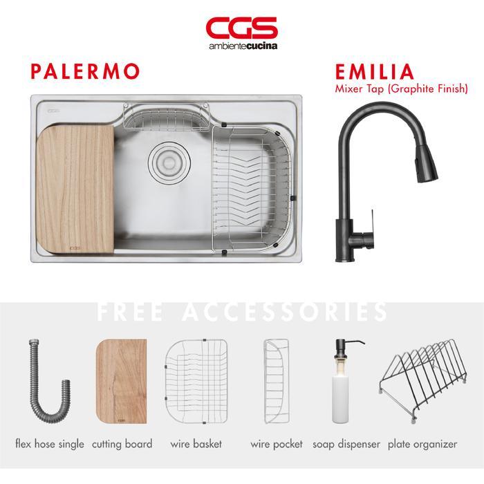 Paket Promo: CGS Palermo Kitchen Sink + Kran Air CGS Emilia / Cgs Kitchen Sink