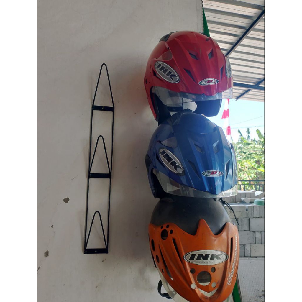 Rak helm susun rak helm gantung besi tebal 3 susun dan 4 susun