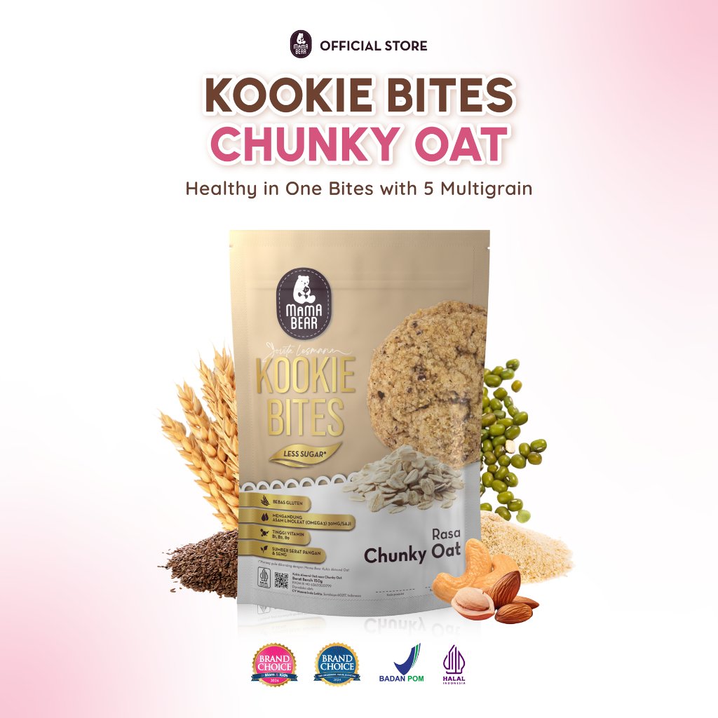

MamaBear KOOKIE BITES Varian CHUNKY OAT Cookie Camilan Snack Kaya Superfood Less Sugar BPOM Halal