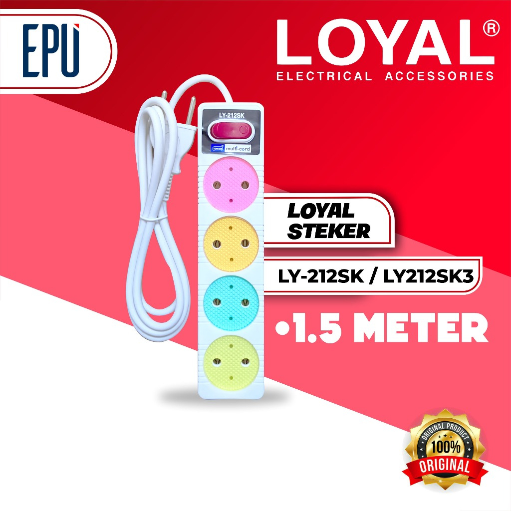 Yunior Stop Kontak LY212SK Multicord Loyal LY212SK3 Stopkontak Colokan 4 Lubang