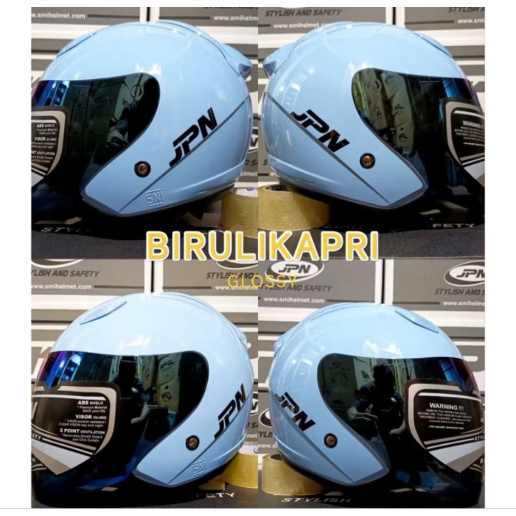 helm JPN galaxy li blue Capri  half face dewasa pria dan wanita