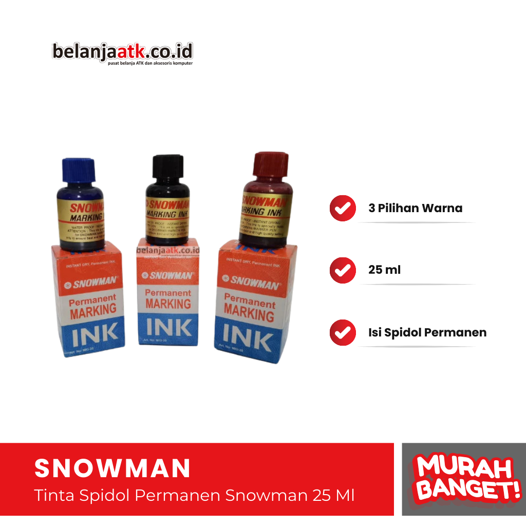 

Tinta Spidol Permanen Snowman MIG-12 25 Ml / Refill Aneka Warna G-12