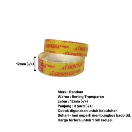 

Isolasi Solasi Putih Bening Perekat Pembungkus Kado Packaging Paket Serbaguna Selotip 12mm