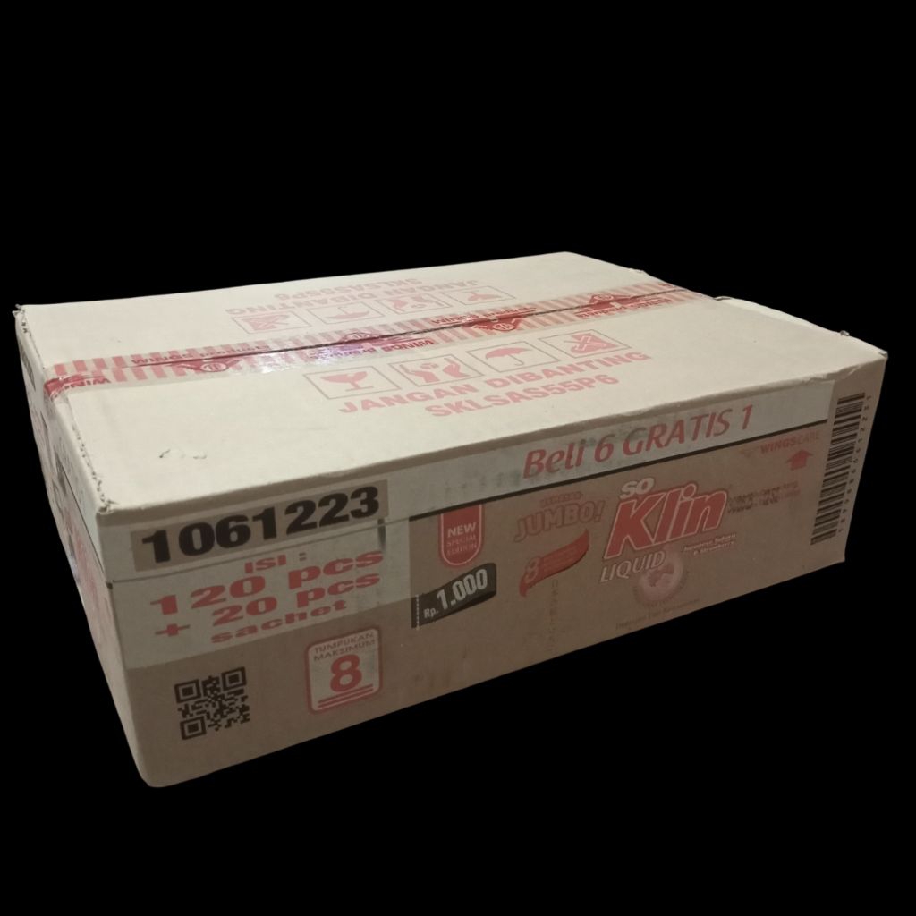 1 DUS/KARTON/BOX SOKLIN LIQUID JUMBO 1000 JAPANESE SAKURA & STRAWBERRY ISI 120+20pcs (DETERJEN)