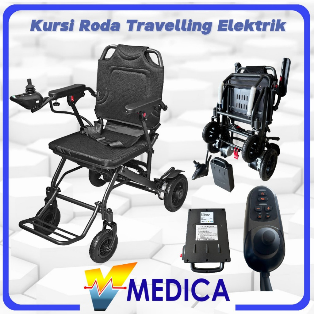 (Instant) Kursi Roda Travel Elektrik HealthCare HC01 Lightweight Wheelchair / Kursi Roda Travelling 
