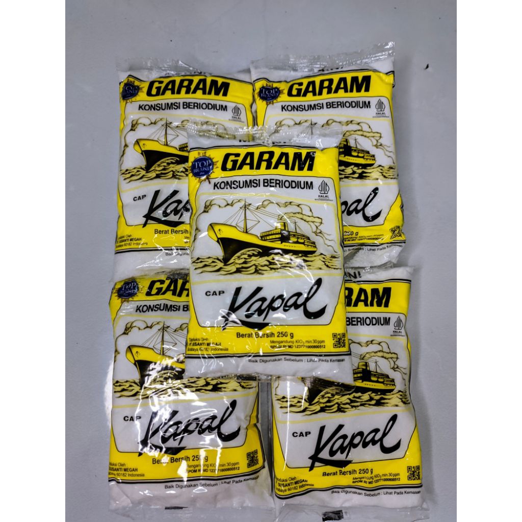 

Promo 5 Pcs Garam Cap Kapal 250 gr
