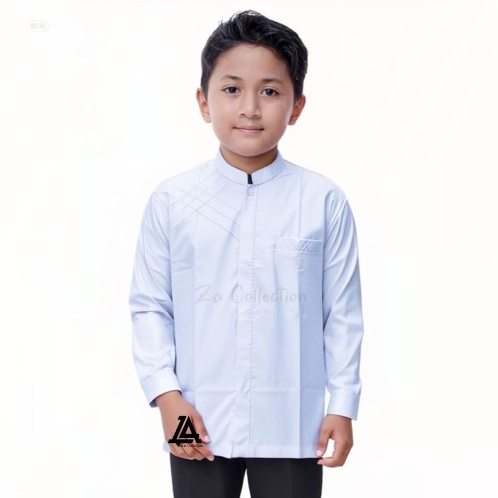 Baju Koko Anak Laki Laki Lengan Panjang Koko Khatulistiwa Usia 5-14Tahun Koko Putih