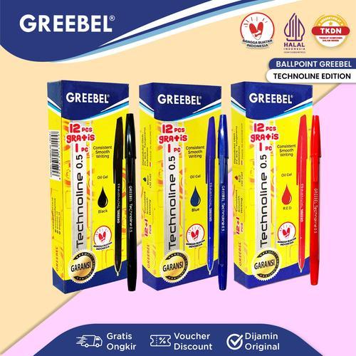 

GREEBEL Pulpen Hi Tech GreebelTechnoline 0.5 mm (1 Lusin isi 12 Pcs Bonus 1 Pcs)