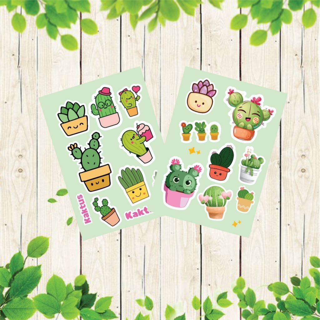 

STIKER KAKTUS DIY stiker buku jurnal buku catatan laptop botol minuman mug