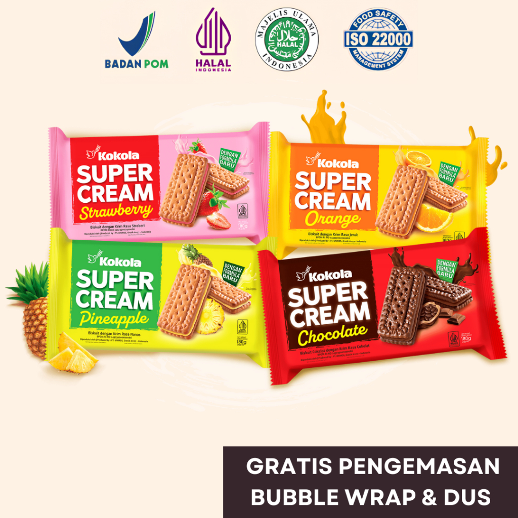 

Kokola Super Cream 180 gram Chocolate, Strawberry, Pineapple, Orange