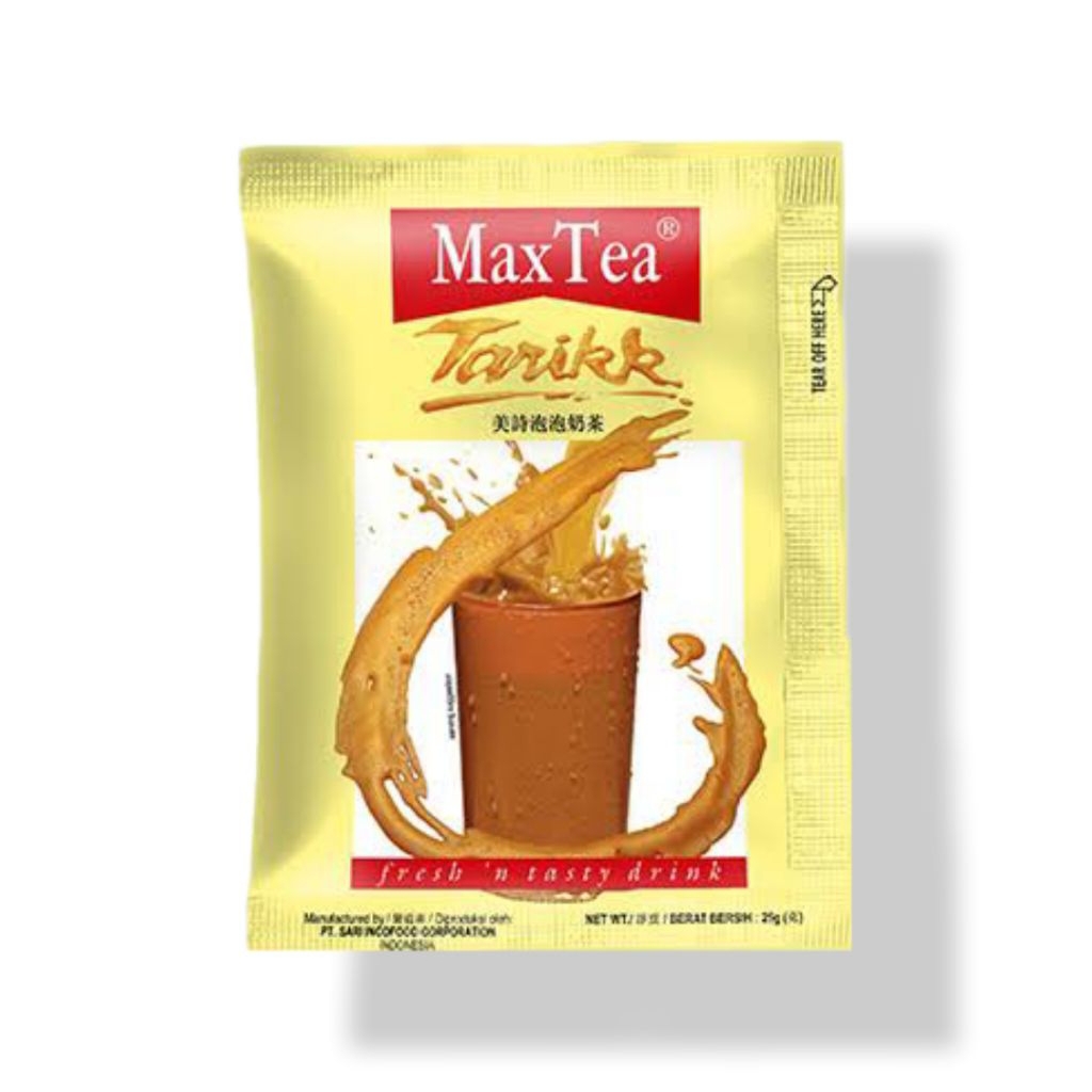 

teh tarik max tea tarikk minuman serbuk teh susu krimer dan gula 1 renteng 10 sachet 25gr