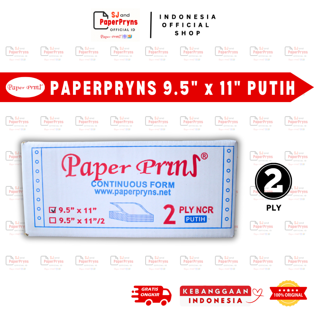 

PAPERPRYNS Kertas Continuous Form 9,5" × 11" (2 PLY) PUTIH NCR Sheets