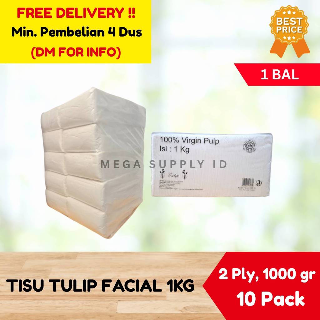 [GROSIR] TISU / TISSUE TULIP 1000 GR | TISSUE PULP KILOAN | TULIP Tissue Wajah 1000gr [1BAL]