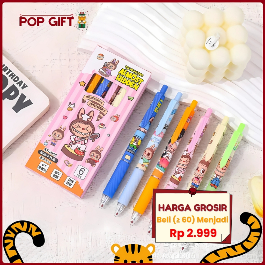 

PG Pulpen Gel Karakter Ball Pen Cartoon Pena Tinta Hitam 0.5mm Alat Tulis Anak Labubu Sanrio AT42